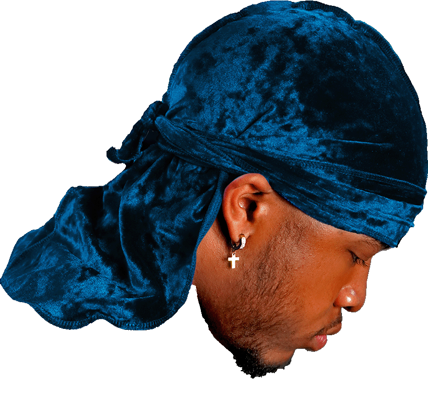 Premium Crushed Velvet Teal Blue Durag