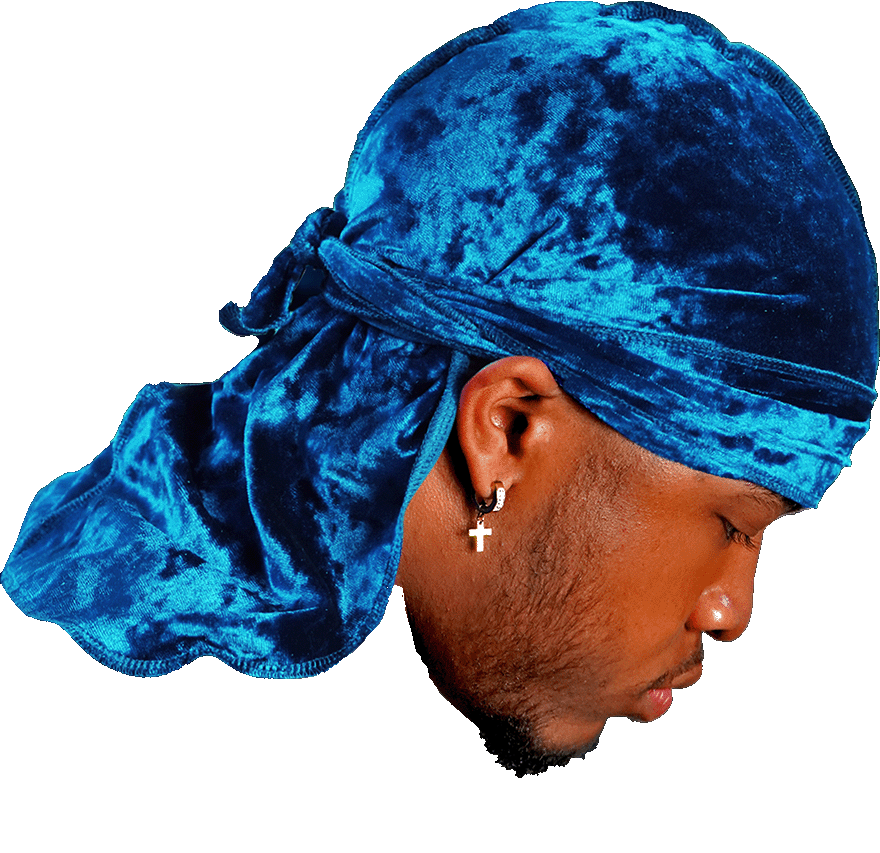 Premium Crushed Velvet Turquoise Blue Durag