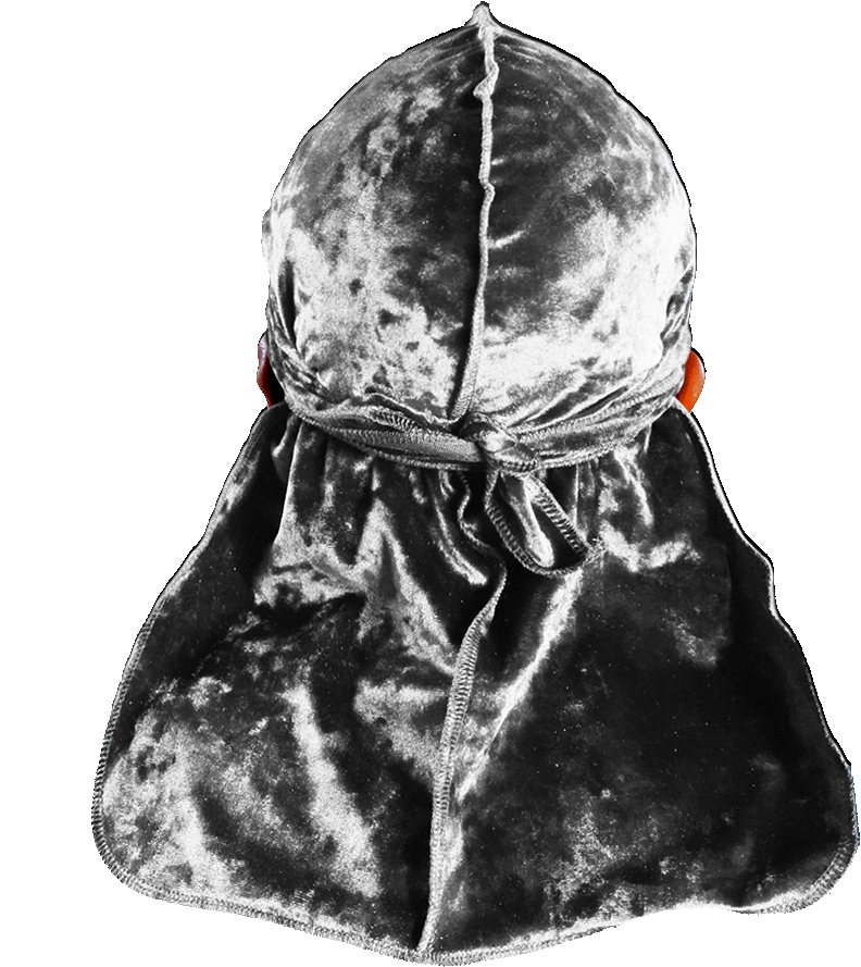 Premium Crushed Velvet Grey Durag