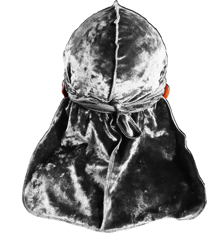 Premium Crushed Velvet Grey Durag