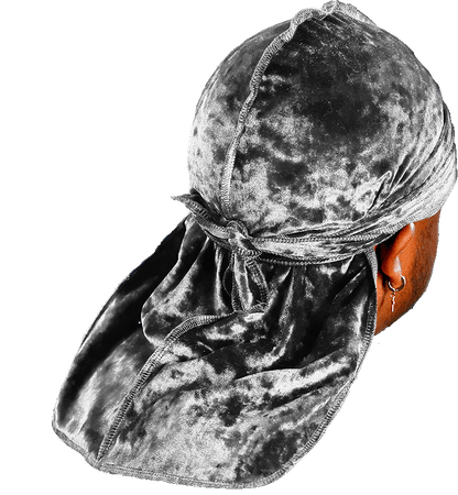 Premium Crushed Velvet Grey Durag
