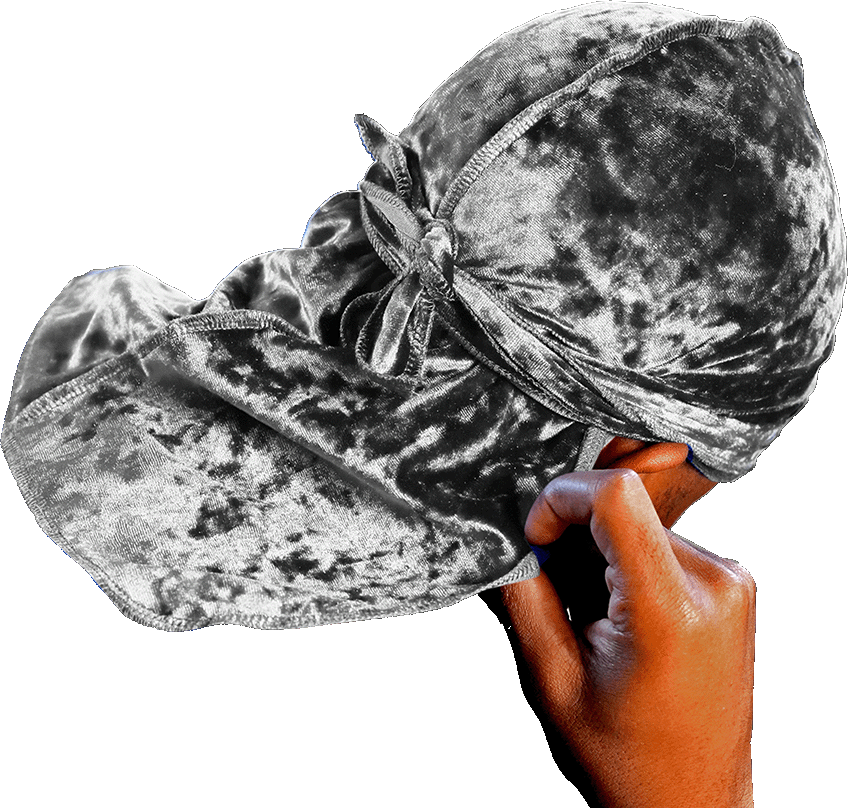 Premium Crushed Velvet Grey Durag