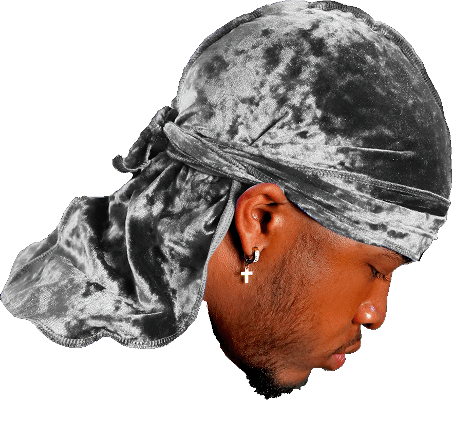 Premium Crushed Velvet Grey Durag