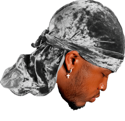 Premium Crushed Velvet Grey Durag