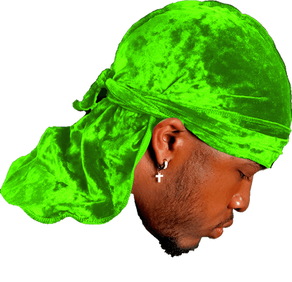 Premium Crushed Velvet Lime Green Durag