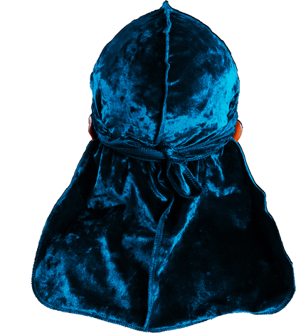 Premium Crushed Velvet Teal Blue Durag