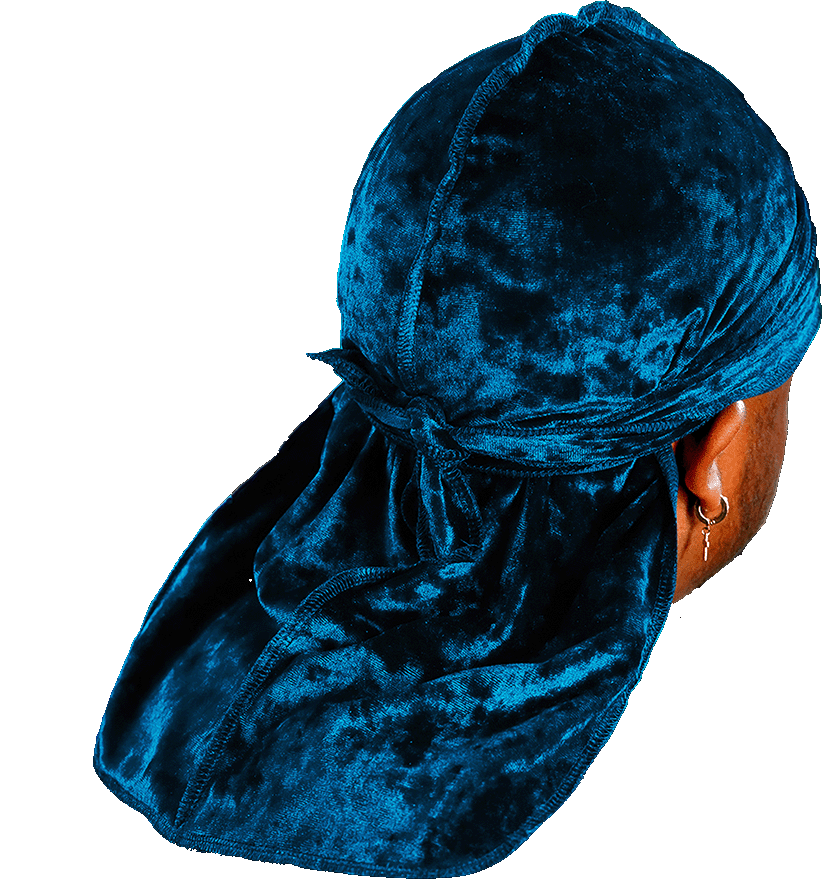 Premium Crushed Velvet Teal Blue Durag