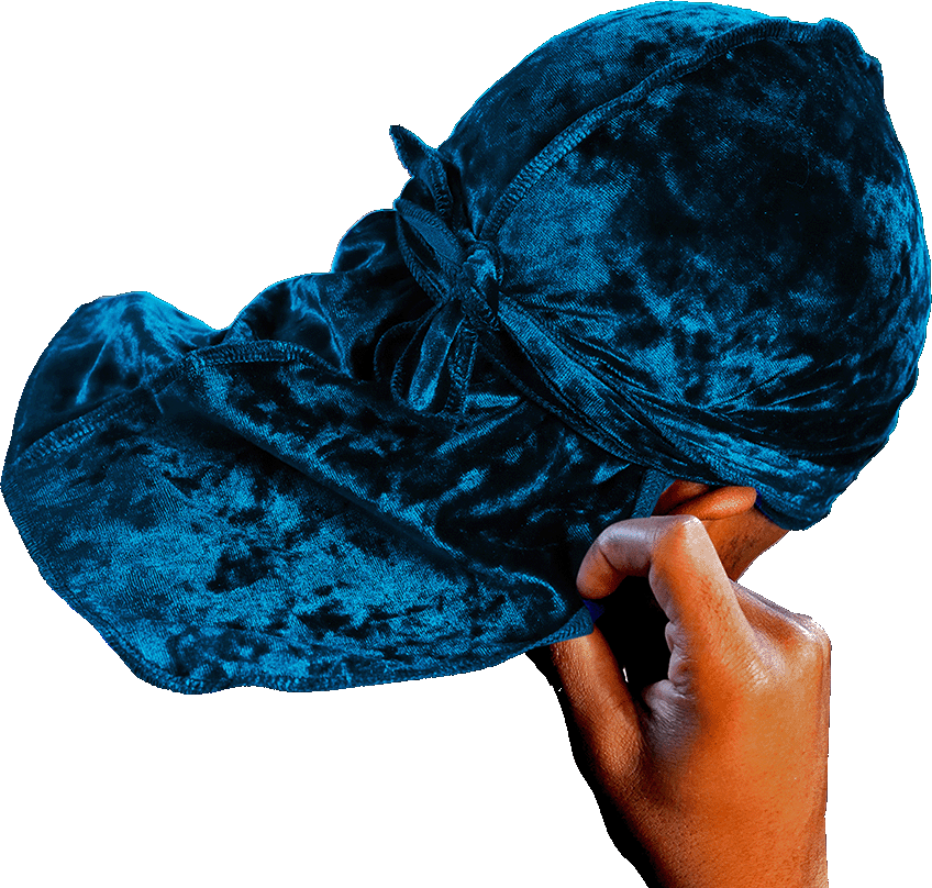Premium Crushed Velvet Teal Blue Durag