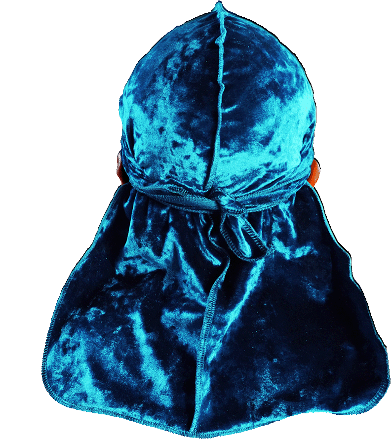 Premium Crushed Velvet Turquoise Blue Durag