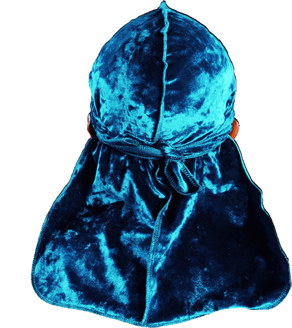 Premium Crushed Velvet Turquoise Blue Durag