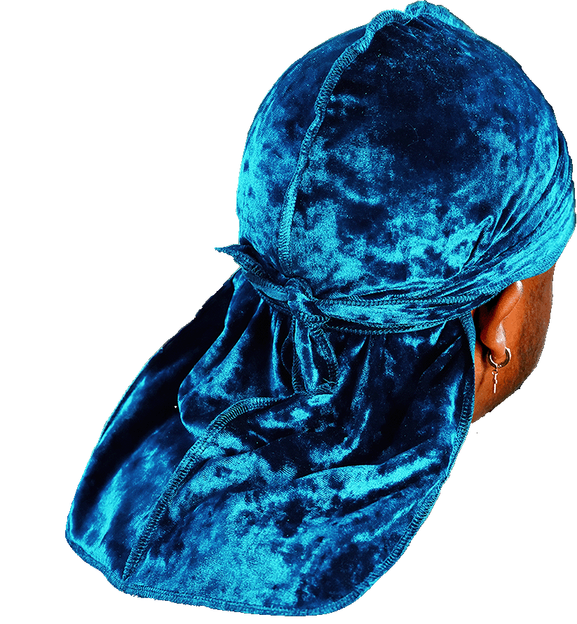 Premium Crushed Velvet Turquoise Blue Durag