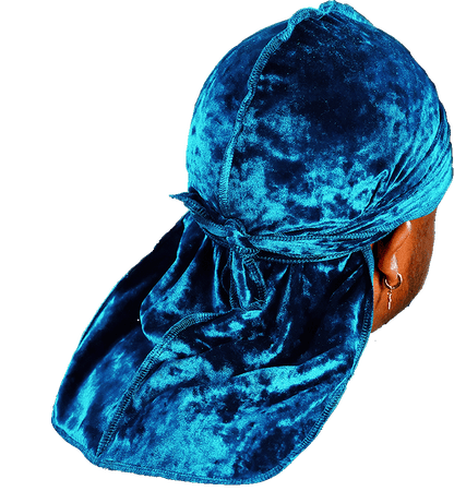 Premium Crushed Velvet Turquoise Blue Durag