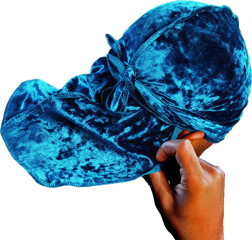 Premium Crushed Velvet Turquoise Blue Durag