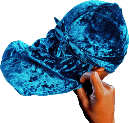 Premium Crushed Velvet Turquoise Blue Durag