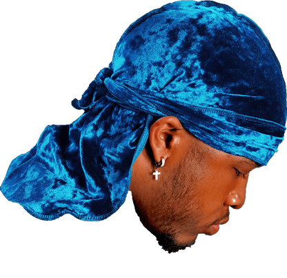 Premium Crushed Velvet Turquoise Blue Durag