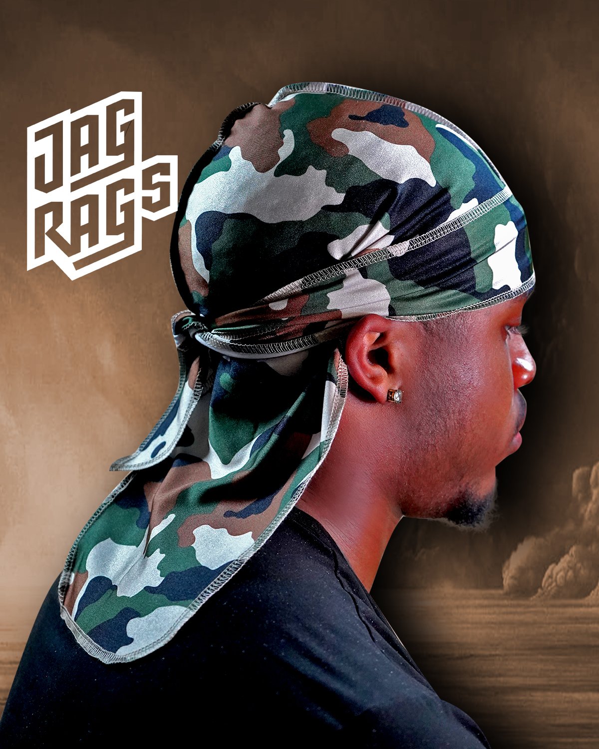 Power Wave Silky Satin Military Durag - Blue Camo