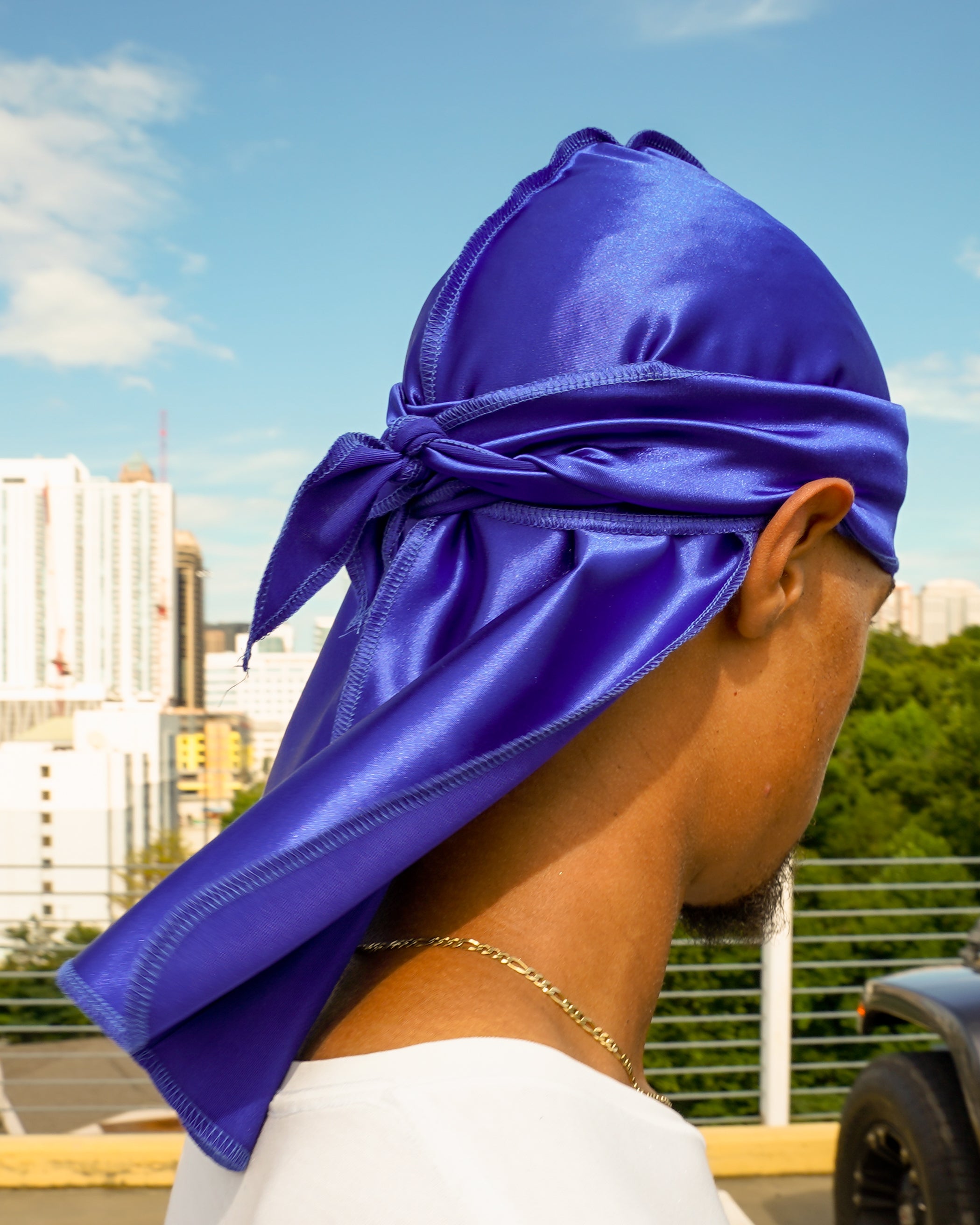 JagRags Stretchy Persian Blue and Silk Durag for Men
