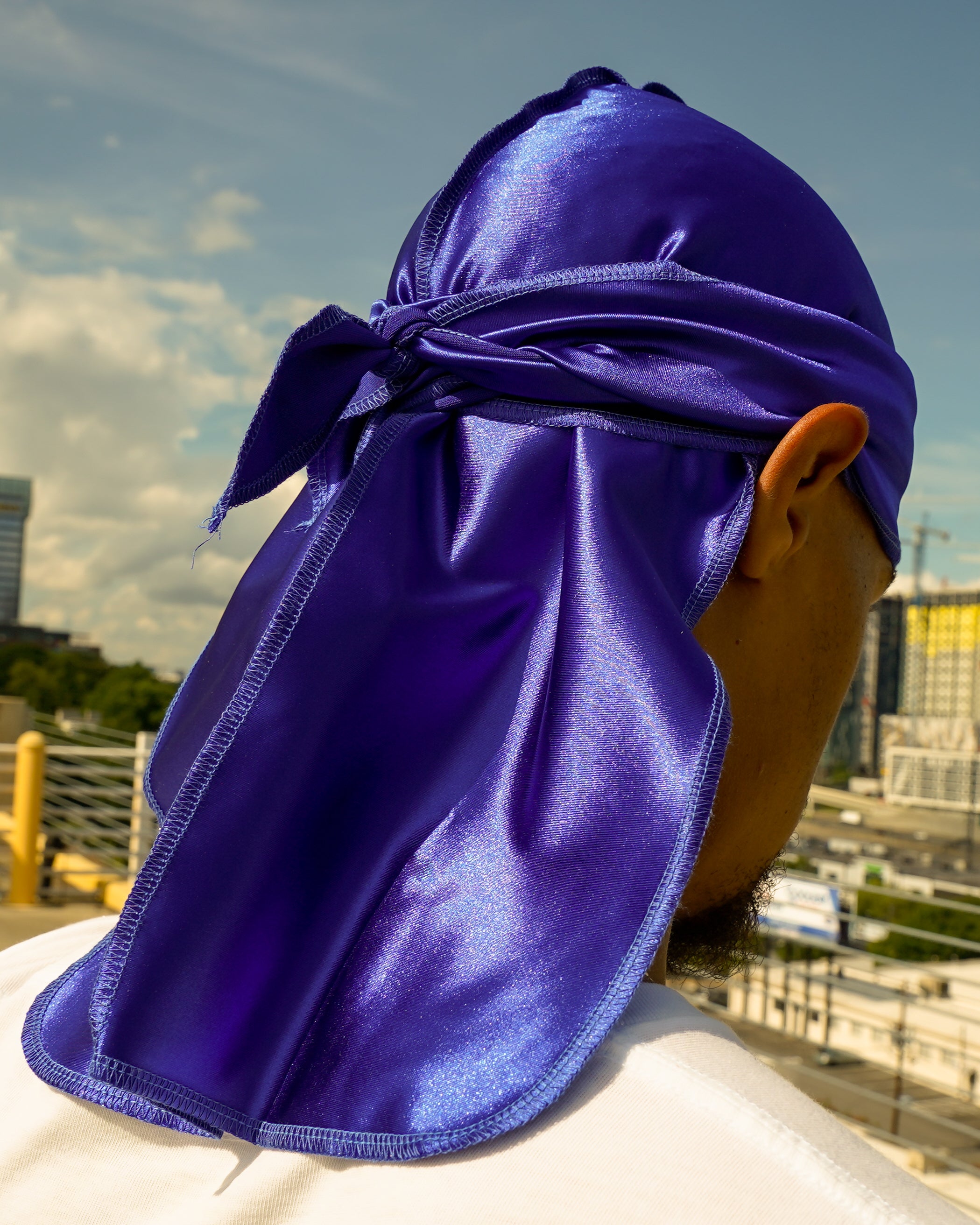JagRags Stretchy Persian Blue and Silk Durag for Men