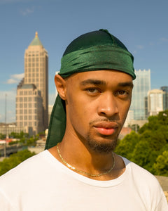 JagRags Stretchy Forest Green and Silk Durag for Men