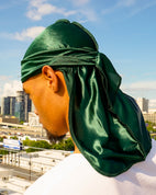 JagRags Stretchy Forest Green and Silk Durag for Men