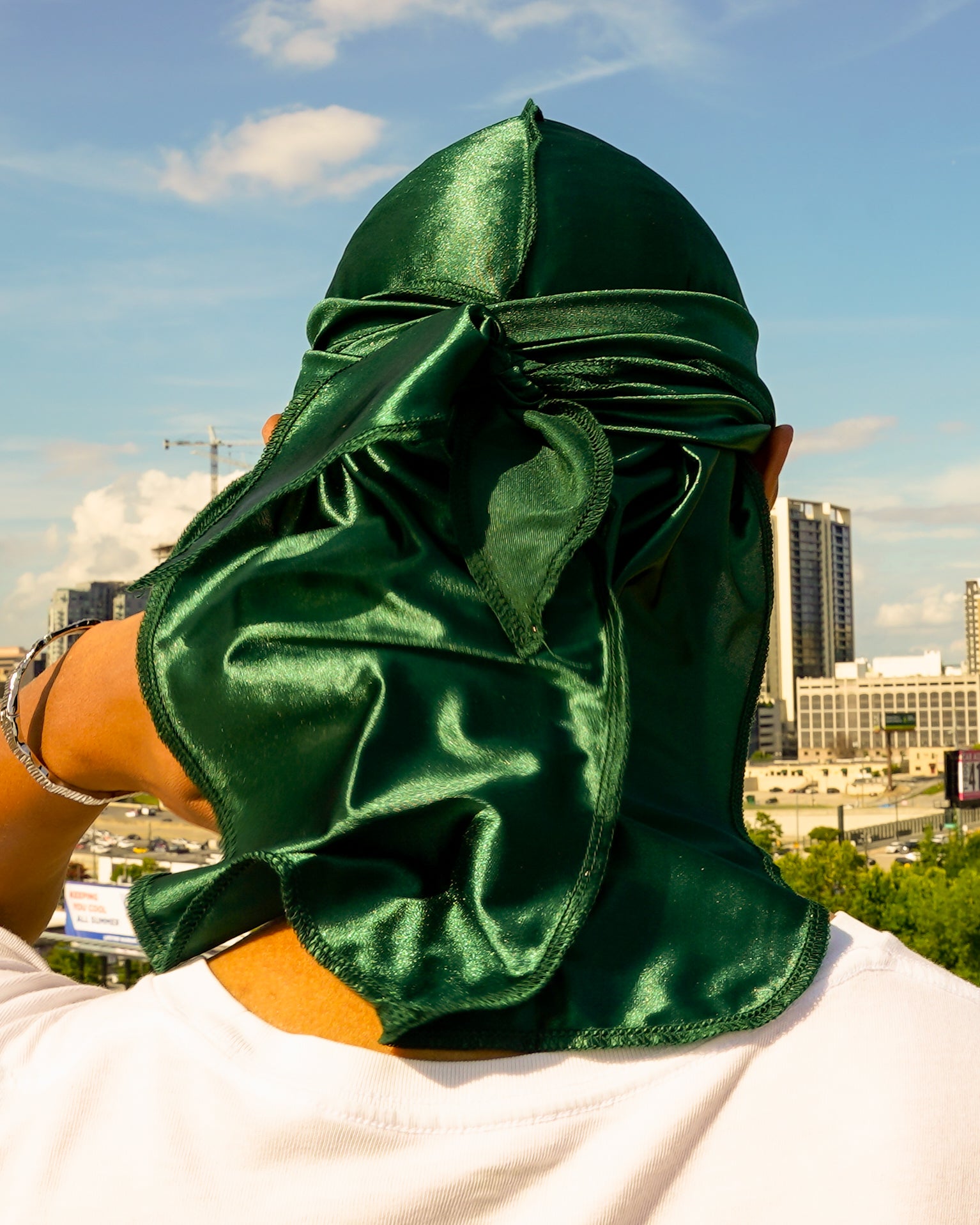 JagRags Stretchy Forest Green and Silk Durag for Men