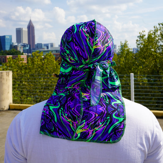 Elite Pattern Purple & Green Illusions Durag