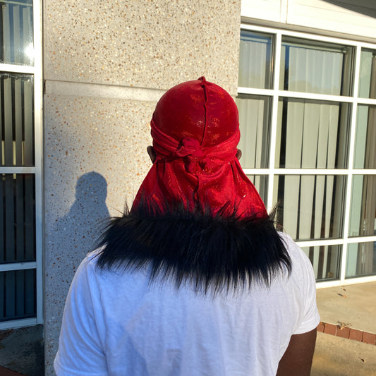 Premium Fur Red & Black Durag