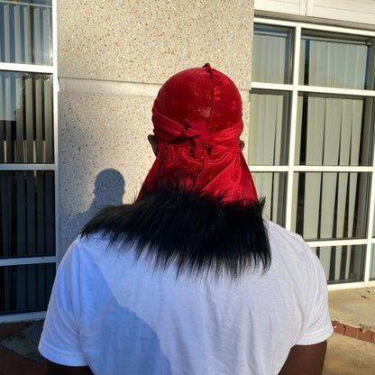 Premium Fur Red & Black Durag