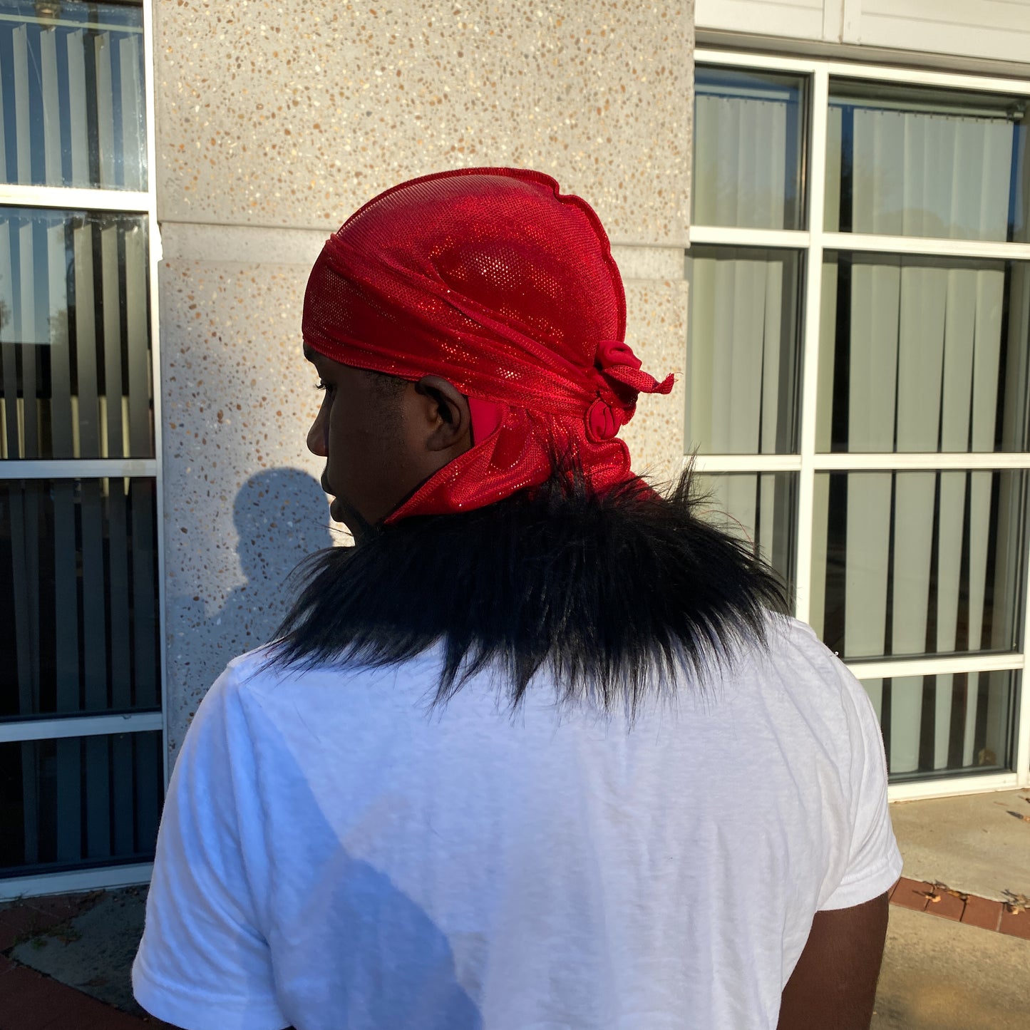 Premium Fur Red & Black Durag