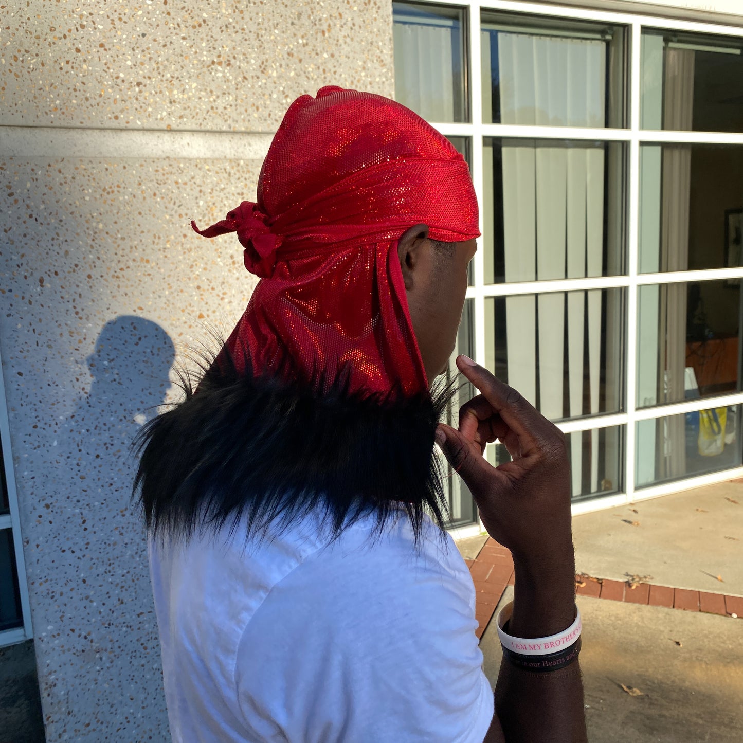 Premium Fur Red & Black Durag