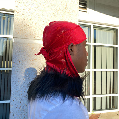 Premium Fur Red & Black Durag