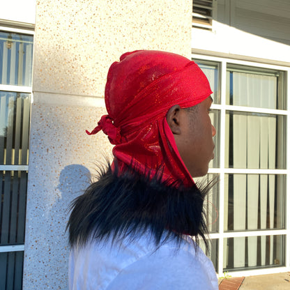 Premium Fur Red & Black Durag
