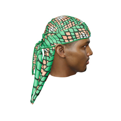 “Reptile Green Orange ( Famu)” Satin Silky Durag