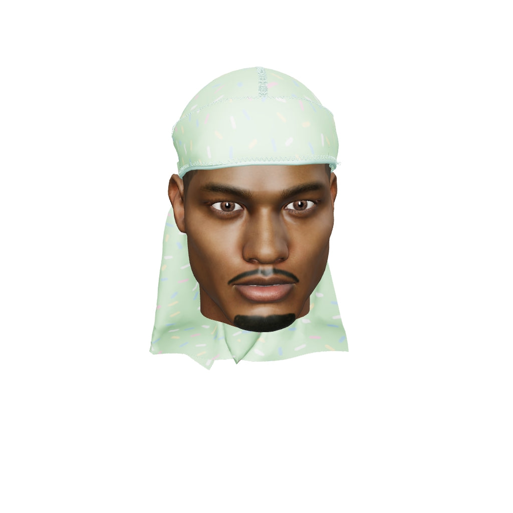 “Ice Cream Sprinkle Green” Ultra Wave Super Satin Silky Durag