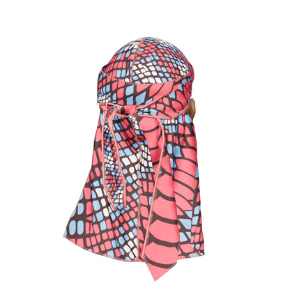 “Reptile Red & Blue” Satin Silky Durag