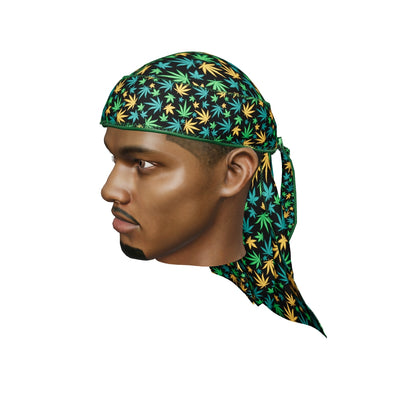 “Cannabis Orange Green” Satin Silky Durag