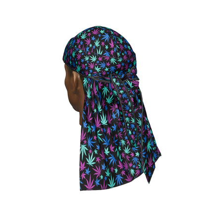 “Cannabis Purple and Blue”Satin Silky Durag