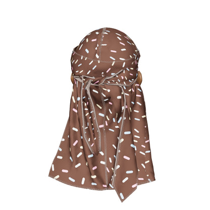 “Ice Cream Sprinkle Dark Brown” Satin Silky Durag