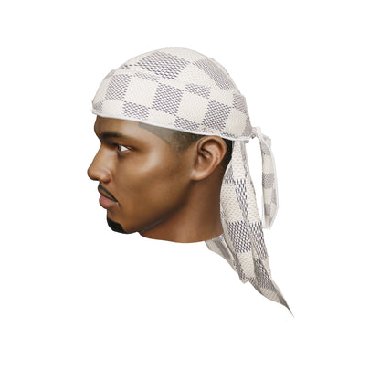 “Checkered Cream” Satin Silky Durag