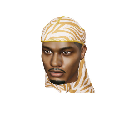 “Zebra Cream” Satin Silky Durag