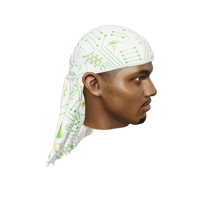 “Digital White” Satin Silky Durag