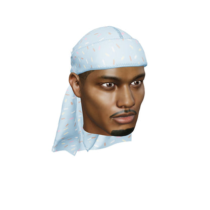 “Ice Cream Sprinkle Blue” Satin Silky Durag