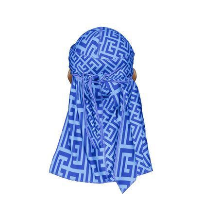 “Maze Blue” Satin Silky Durag
