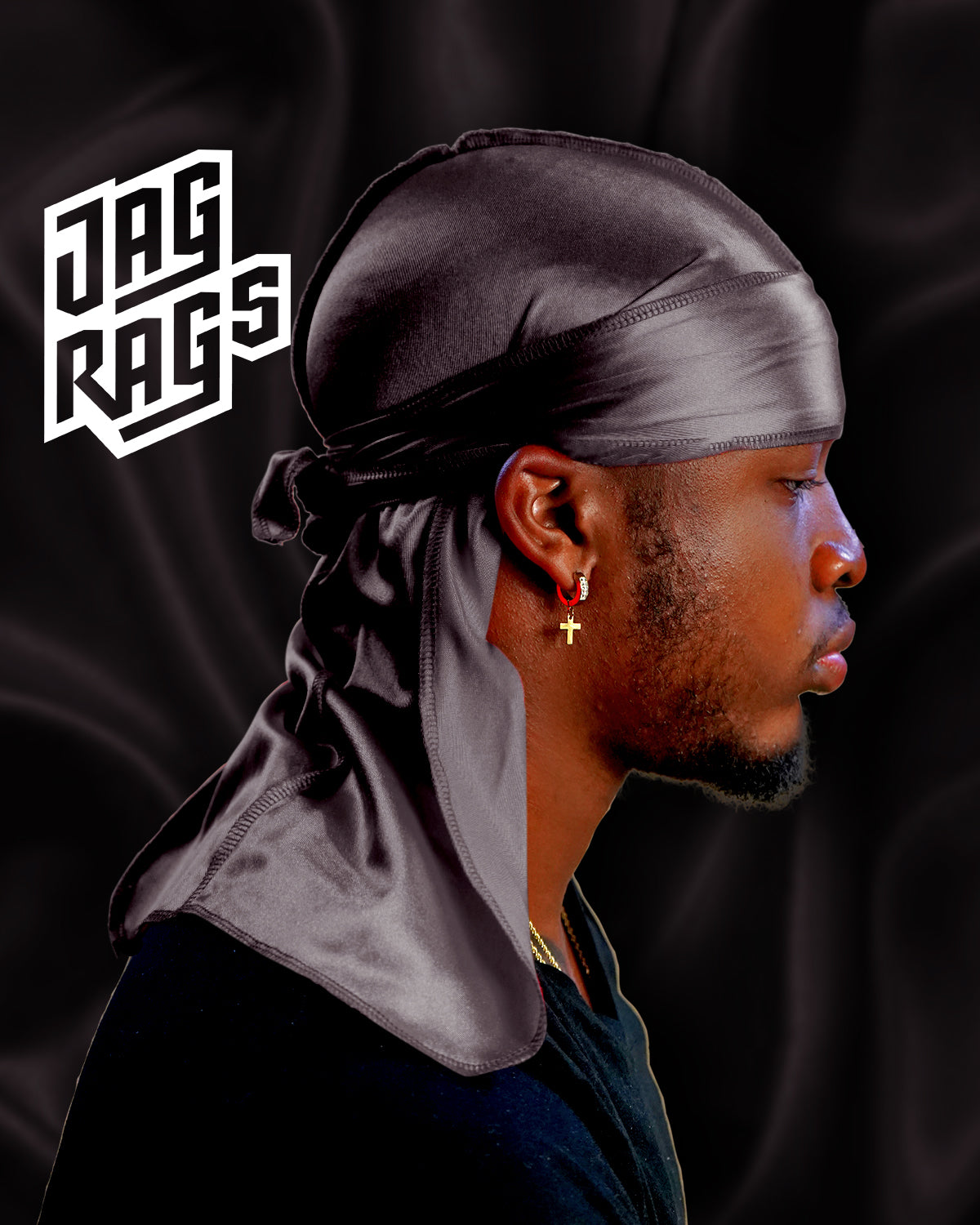 JagRags Stretchy Gun Metal and Silk Durag for Men