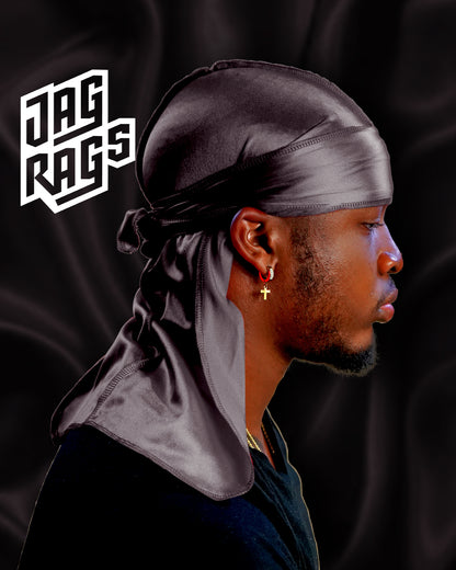 JagRags Stretchy Gun Metal and Silk Durag for Men