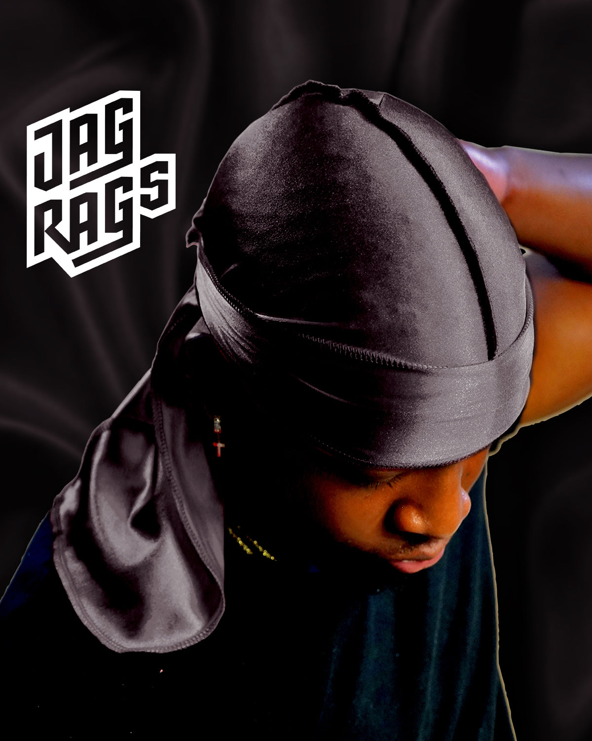 JagRags Stretchy Gun Metal and Silk Durag for Men