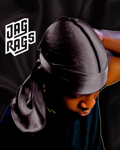 JagRags Stretchy Gun Metal and Silk Durag for Men