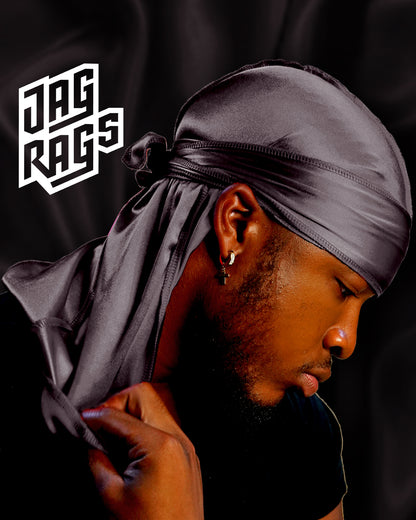 JagRags Stretchy Gun Metal and Silk Durag for Men