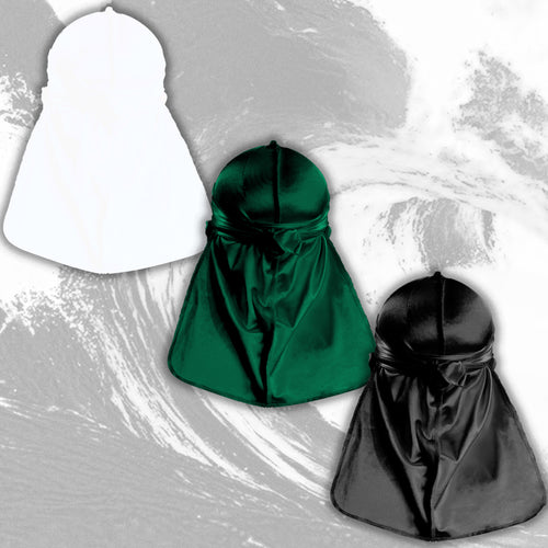 JagRags Stretchy Forest Green and Silk Durag Bundle for Men