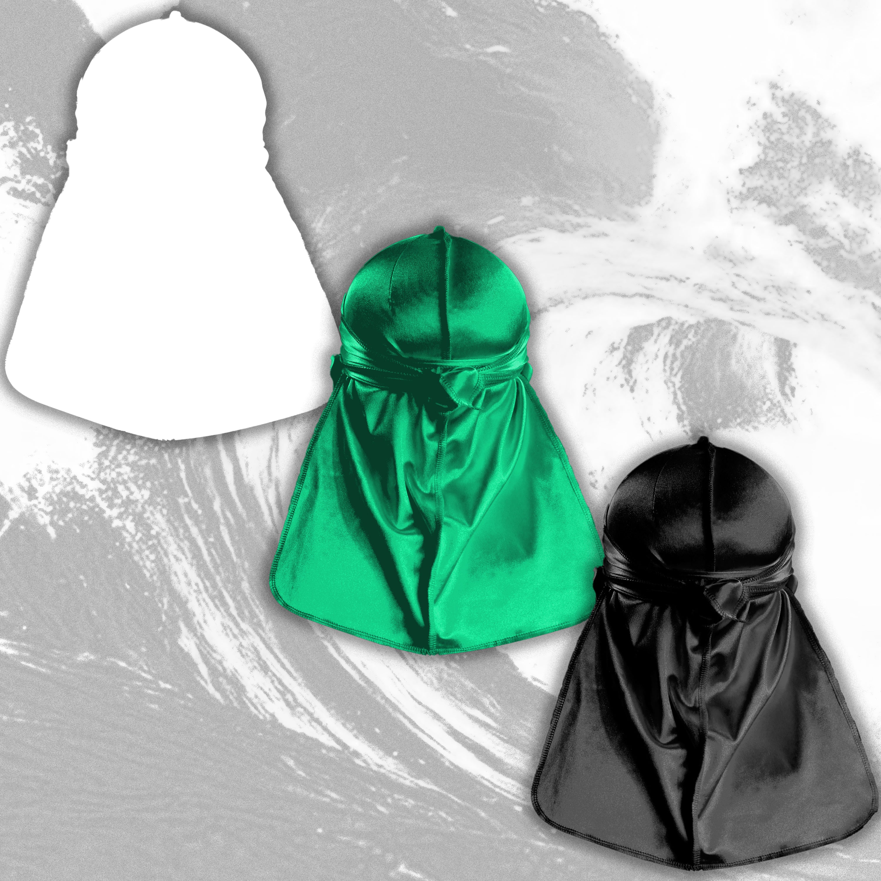 JagRags Stretchy Green and Silk Durag Bundle for Men